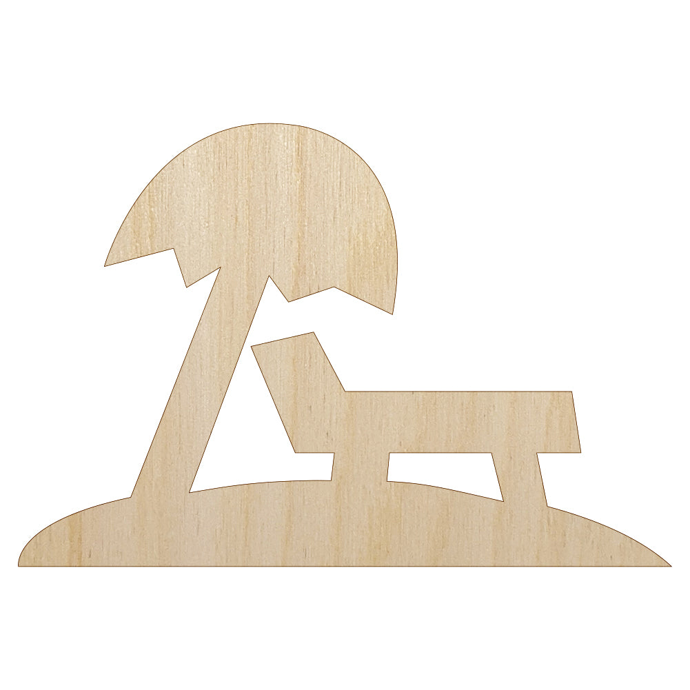 Lounge Chair Umbrella Beach Sun Unfinished Wood Shape Piece Cutout for DIY Craft Projects