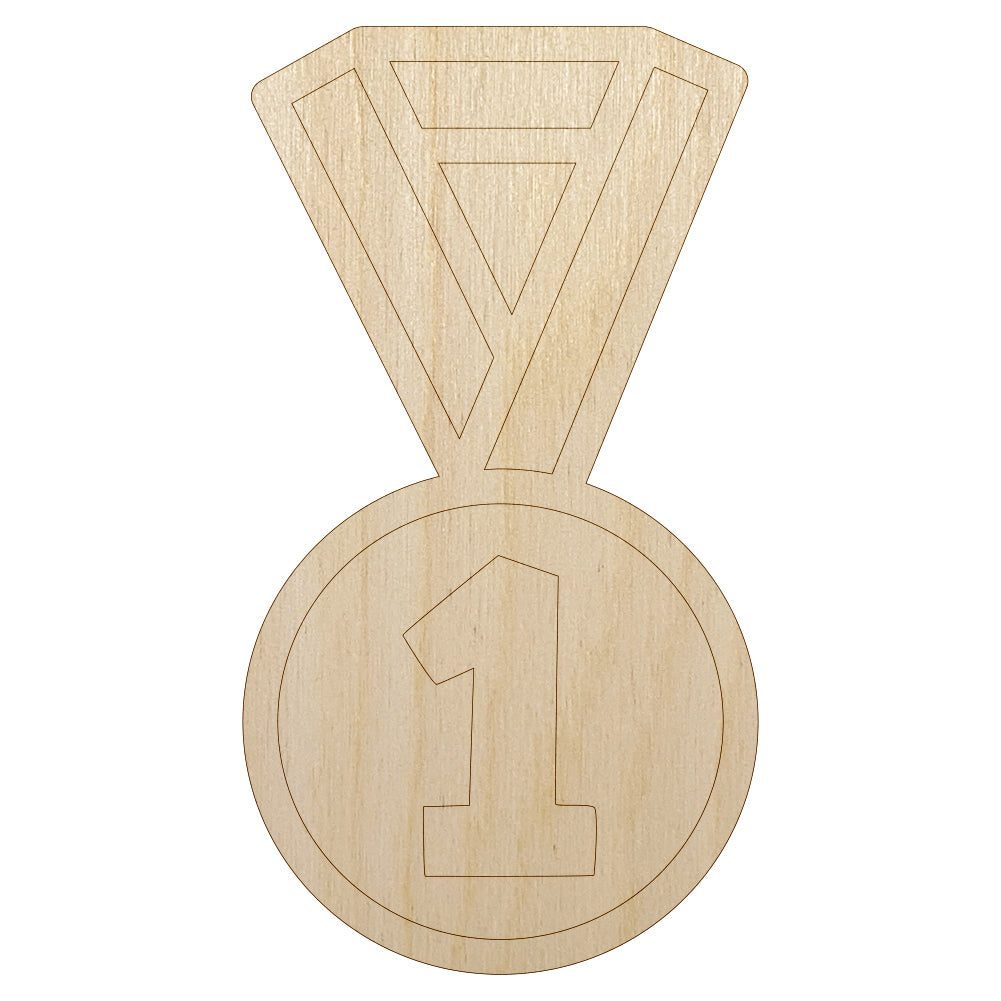 Sport Team Medal First Place Unfinished Wood Shape Piece Cutout for DIY Craft Projects
