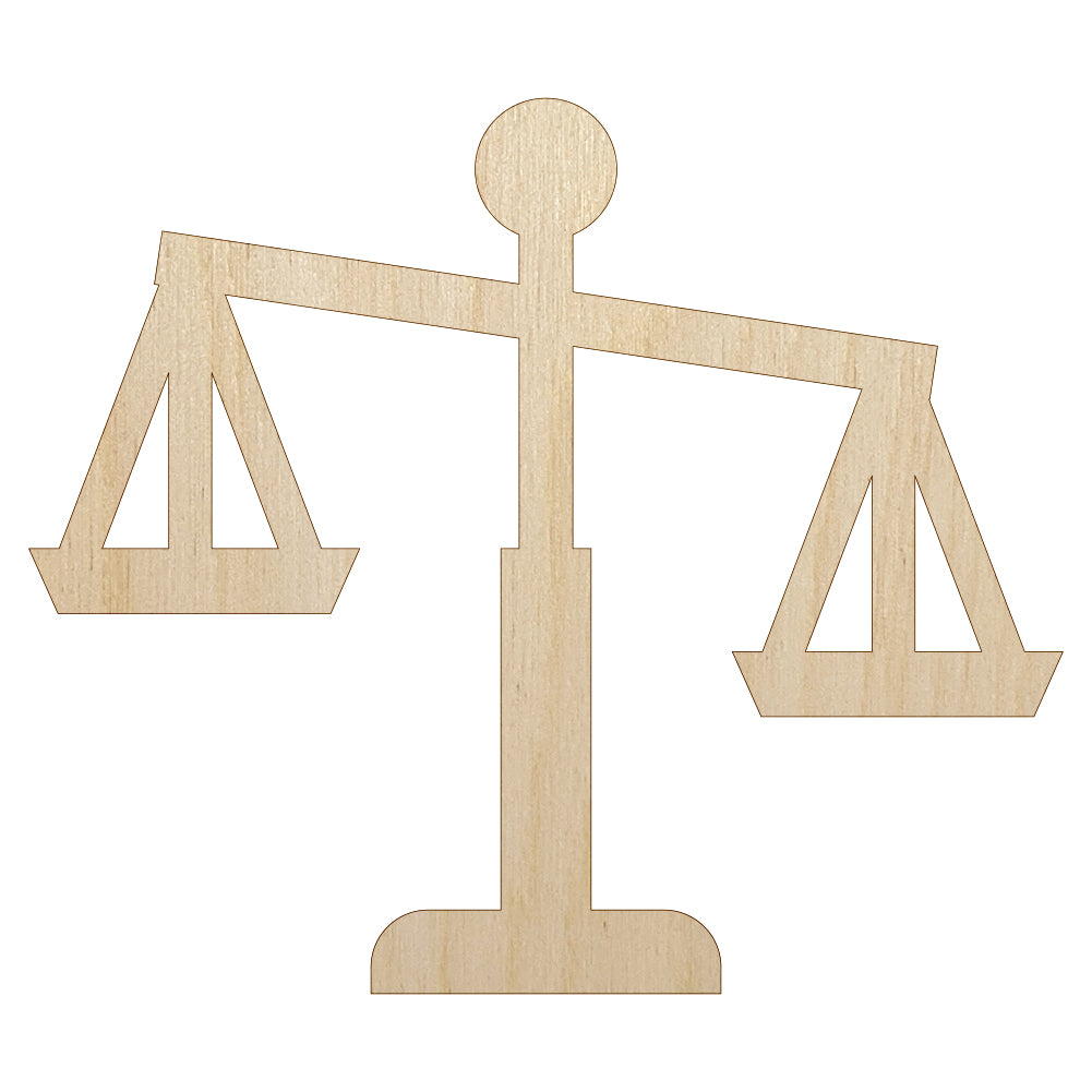 Tipping Scales of Justice Legal Lawyer Icon Unfinished Wood Shape Piece Cutout for DIY Craft Projects
