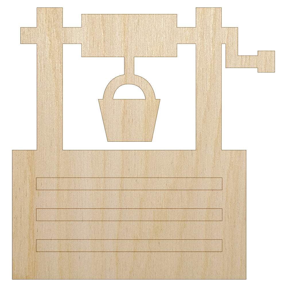 Wishing Water Well Icon Unfinished Wood Shape Piece Cutout for DIY Craft Projects