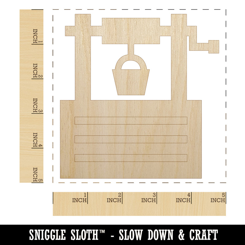 Wishing Water Well Icon Unfinished Wood Shape Piece Cutout for DIY Craft Projects