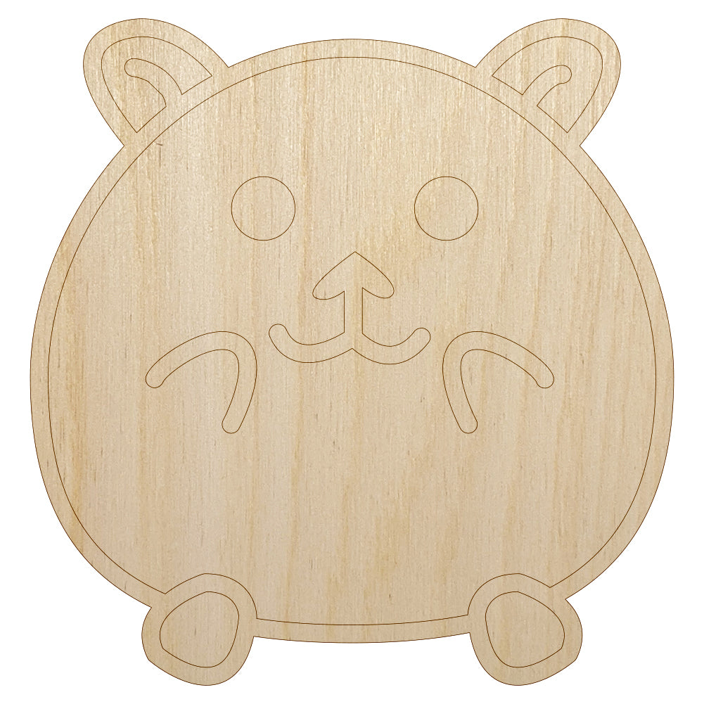 Happy Hamster Unfinished Wood Shape Piece Cutout for DIY Craft Projects