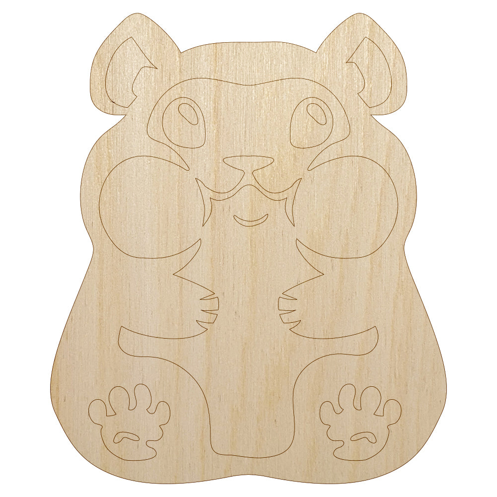 Chubby Cheek Hamster Unfinished Wood Shape Piece Cutout for DIY Craft Projects