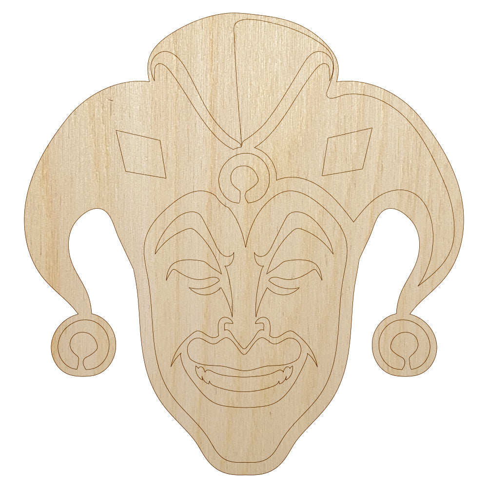 Court Jester Joker Harlequin Unfinished Wood Shape Piece Cutout for DIY Craft Projects