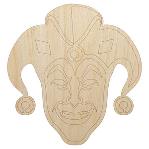 Court Jester Joker Harlequin Unfinished Wood Shape Piece Cutout for DIY Craft Projects