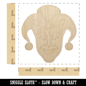 Court Jester Joker Harlequin Unfinished Wood Shape Piece Cutout for DIY Craft Projects