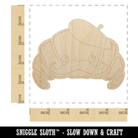 Cute Kawaii French Croissant with Beret and Mustache Unfinished Wood Shape Piece Cutout for DIY Craft Projects