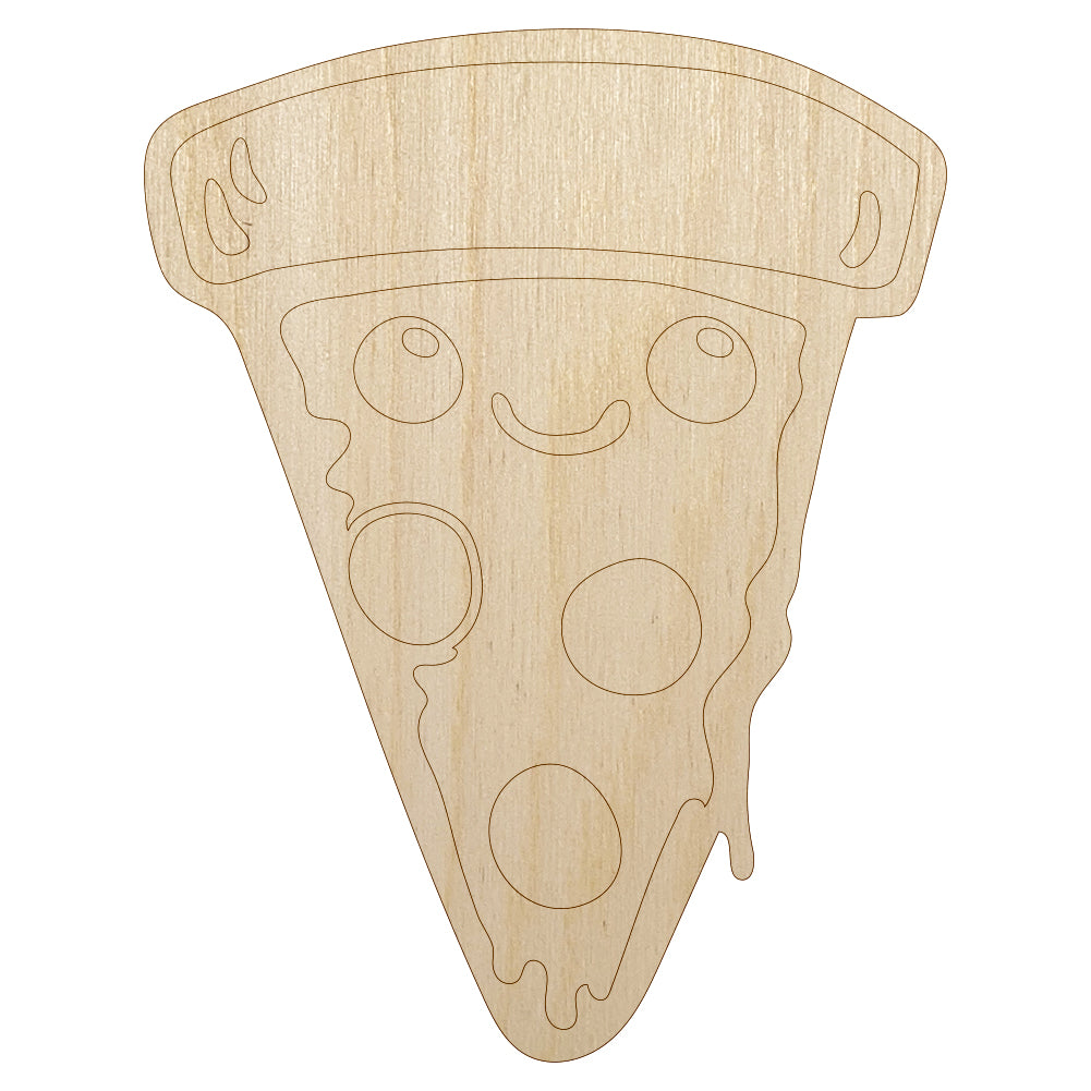 Cute Kawaii Pepperoni Pizza Unfinished Wood Shape Piece Cutout for DIY Craft Projects