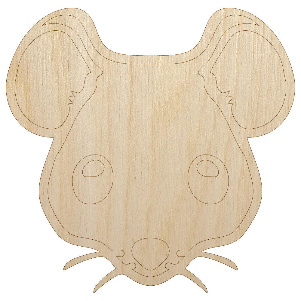 Cute Mouse Face Unfinished Wood Shape Piece Cutout for DIY Craft Projects