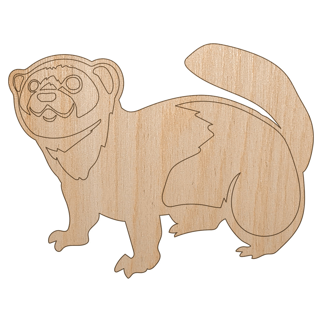 Friendly Ferret Unfinished Wood Shape Piece Cutout for DIY Craft Projects