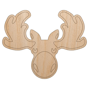 Grumpy Moose Head Unfinished Wood Shape Piece Cutout for DIY Craft Projects