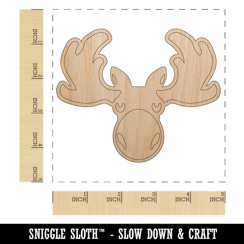 Grumpy Moose Head Unfinished Wood Shape Piece Cutout for DIY Craft Projects