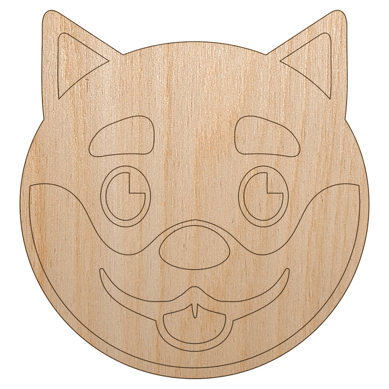 Husky Dog Face Happy Unfinished Wood Shape Piece Cutout for DIY Craft Projects