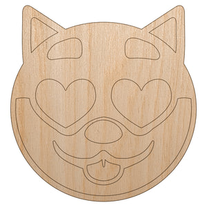 Husky Dog Face Love Heart Eyes Unfinished Wood Shape Piece Cutout for DIY Craft Projects