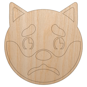 Husky Dog Face Sad Unfinished Wood Shape Piece Cutout for DIY Craft Projects