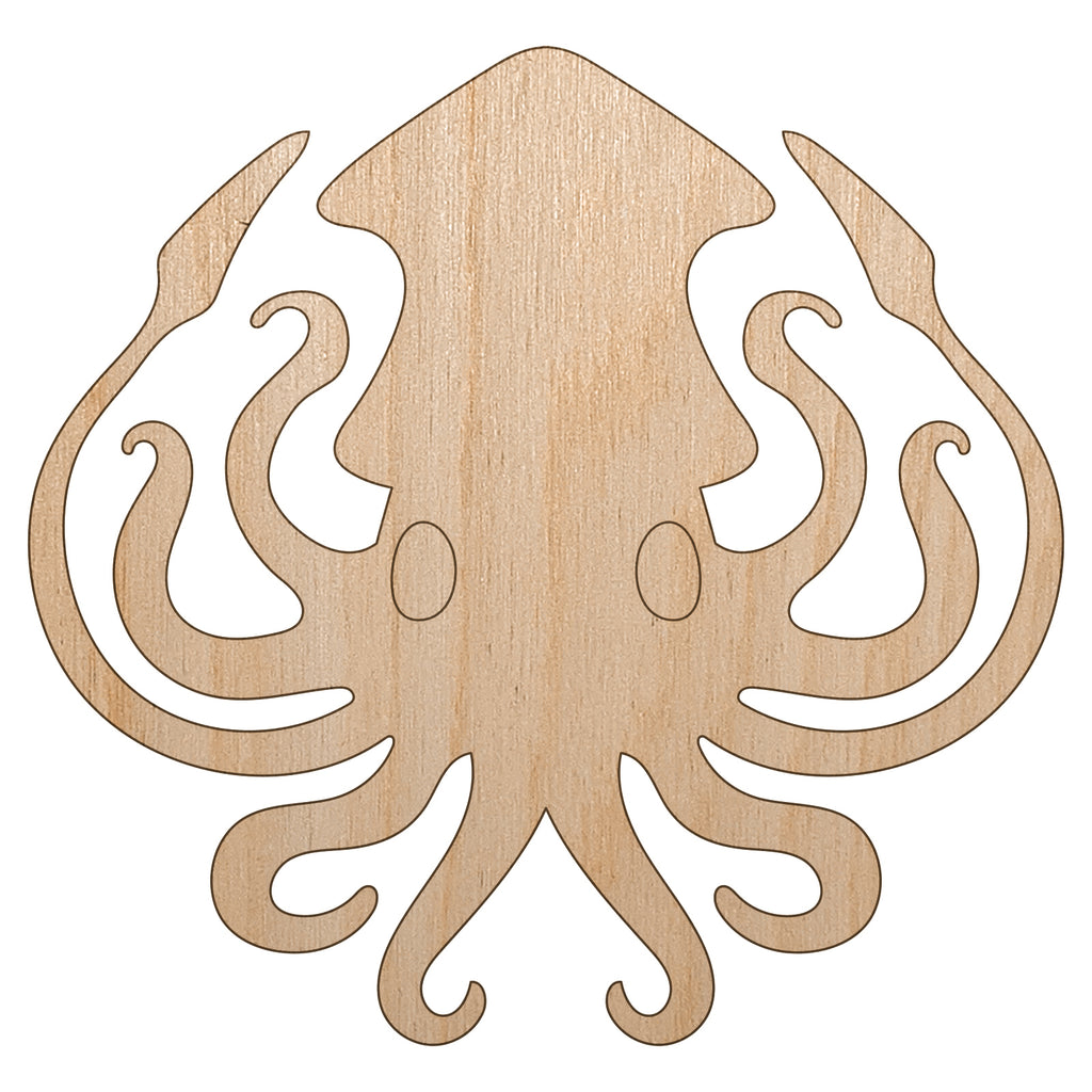 Inky Squid with Tentacles Unfinished Wood Shape Piece Cutout for DIY Craft Projects