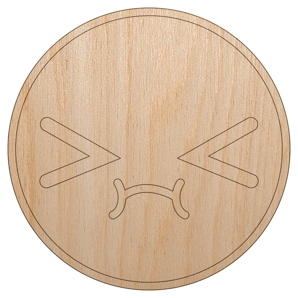 Kawaii Cute Embarrassed Scrunched Face Unfinished Wood Shape Piece Cutout for DIY Craft Projects