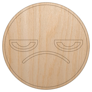 Kawaii Cute Grumpy Meh Face Unfinished Wood Shape Piece Cutout for DIY Craft Projects