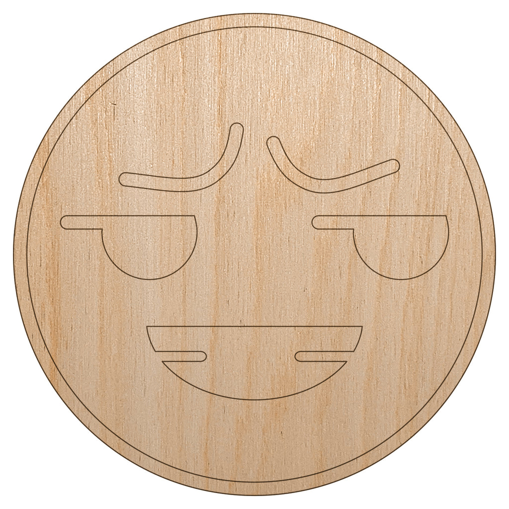 Kawaii Cute Smug Smirk Smile Face Unfinished Wood Shape Piece Cutout for DIY Craft Projects