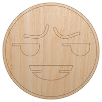 Kawaii Cute Smug Smirk Smile Face Unfinished Wood Shape Piece Cutout for DIY Craft Projects