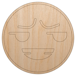 Kawaii Cute Smug Smirk Smile Face Unfinished Wood Shape Piece Cutout for DIY Craft Projects