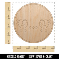 Kawaii Cute Sparkly Eyes Face Unfinished Wood Shape Piece Cutout for DIY Craft Projects