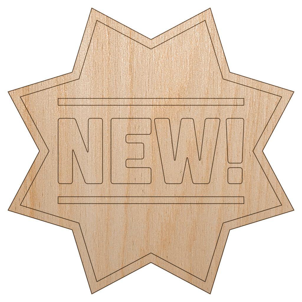 New Star Label Unfinished Wood Shape Piece Cutout for DIY Craft Projects