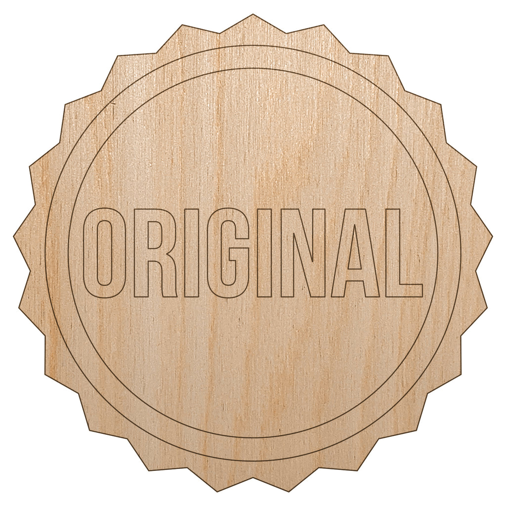 Original Circle Seal Unfinished Wood Shape Piece Cutout for DIY Craft Projects