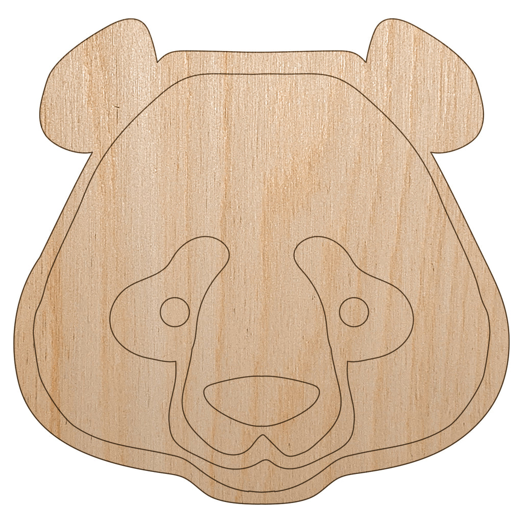 Panda Face Icon Unfinished Wood Shape Piece Cutout for DIY Craft Projects
