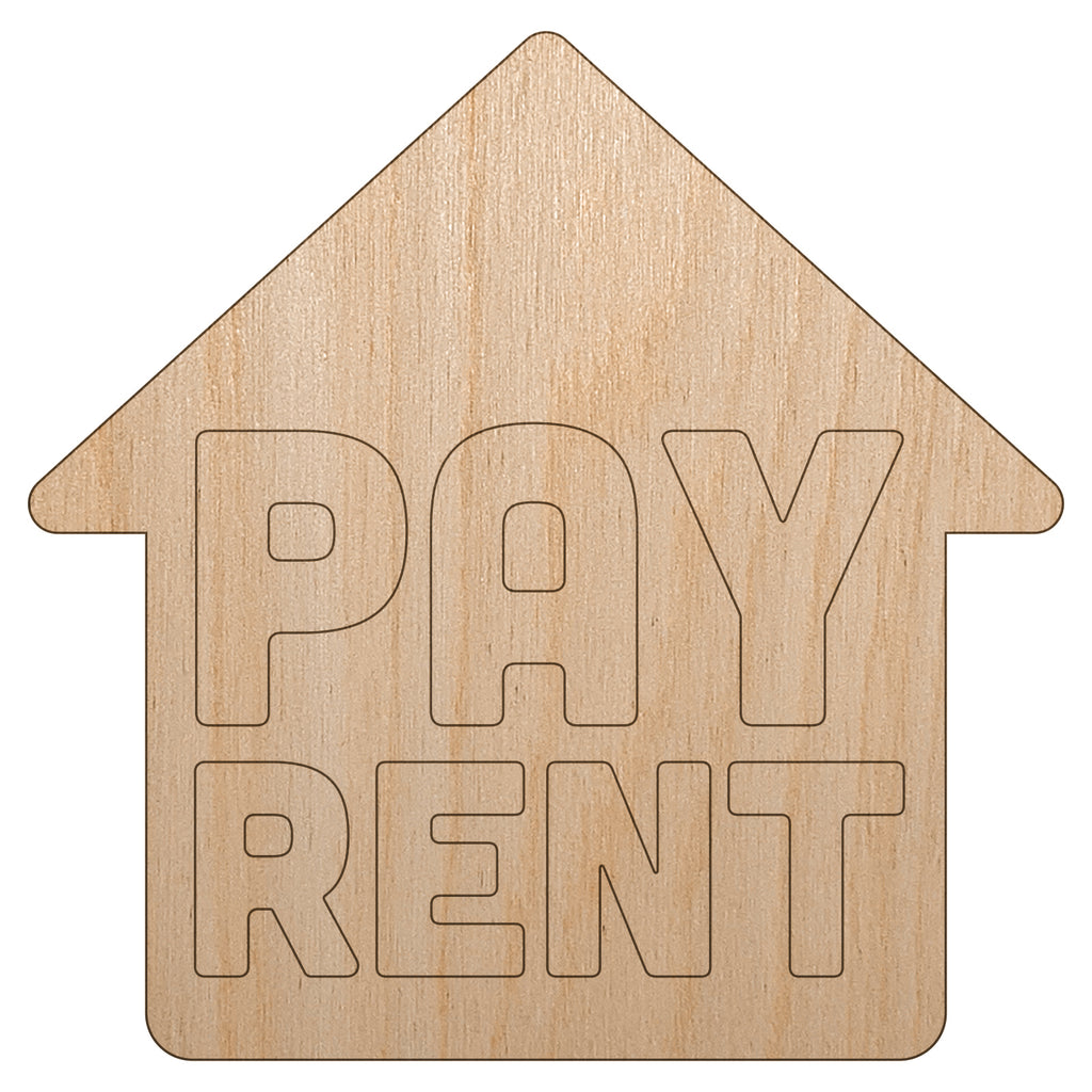 Pay Rent Planner Sticker Unfinished Wood Shape Piece Cutout for DIY Craft Projects