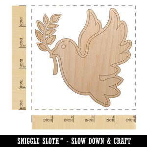 Peace Dove with Olive Branch Unfinished Wood Shape Piece Cutout for DIY Craft Projects
