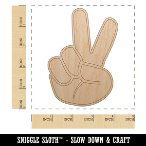 Peace Hand Sign Unfinished Wood Shape Piece Cutout for DIY Craft Projects