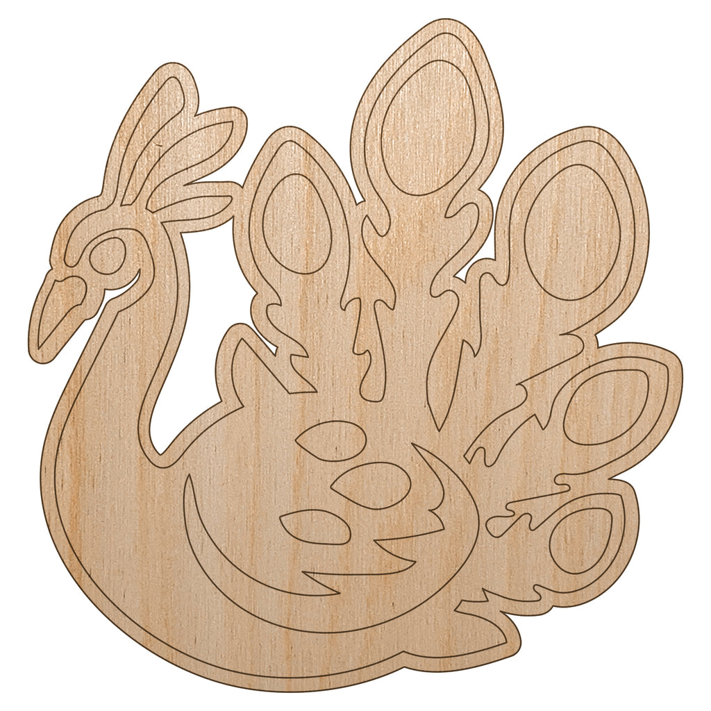 Pretty Peacock Unfinished Wood Shape Piece Cutout for DIY Craft Projects