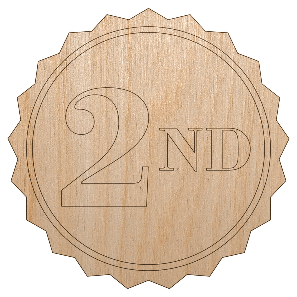 Second 2nd Place Circle Award Unfinished Wood Shape Piece Cutout for DIY Craft Projects