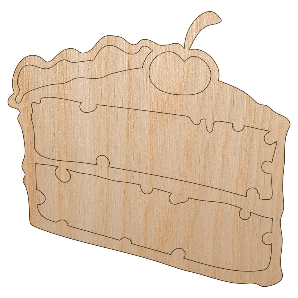 Slice of Cake Unfinished Wood Shape Piece Cutout for DIY Craft Projects