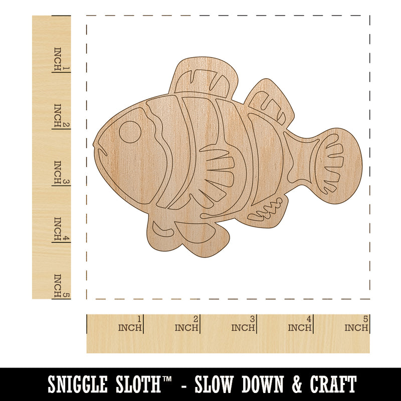 Striped Clownfish Unfinished Wood Shape Piece Cutout for DIY Craft Projects