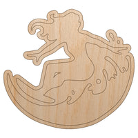 Surfing Surfer Girl on Wave Unfinished Wood Shape Piece Cutout for DIY Craft Projects