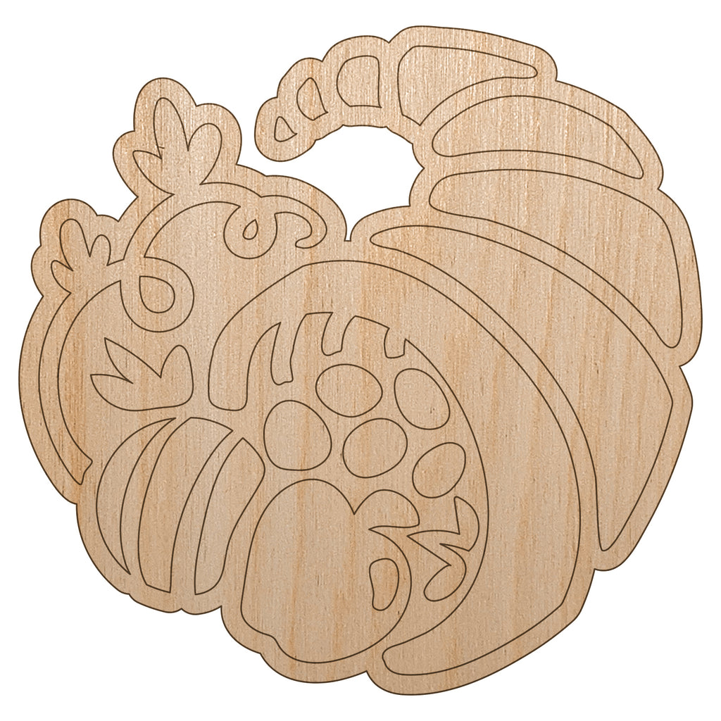 Thanksgiving Fall Cornucopia Unfinished Wood Shape Piece Cutout for DIY Craft Projects