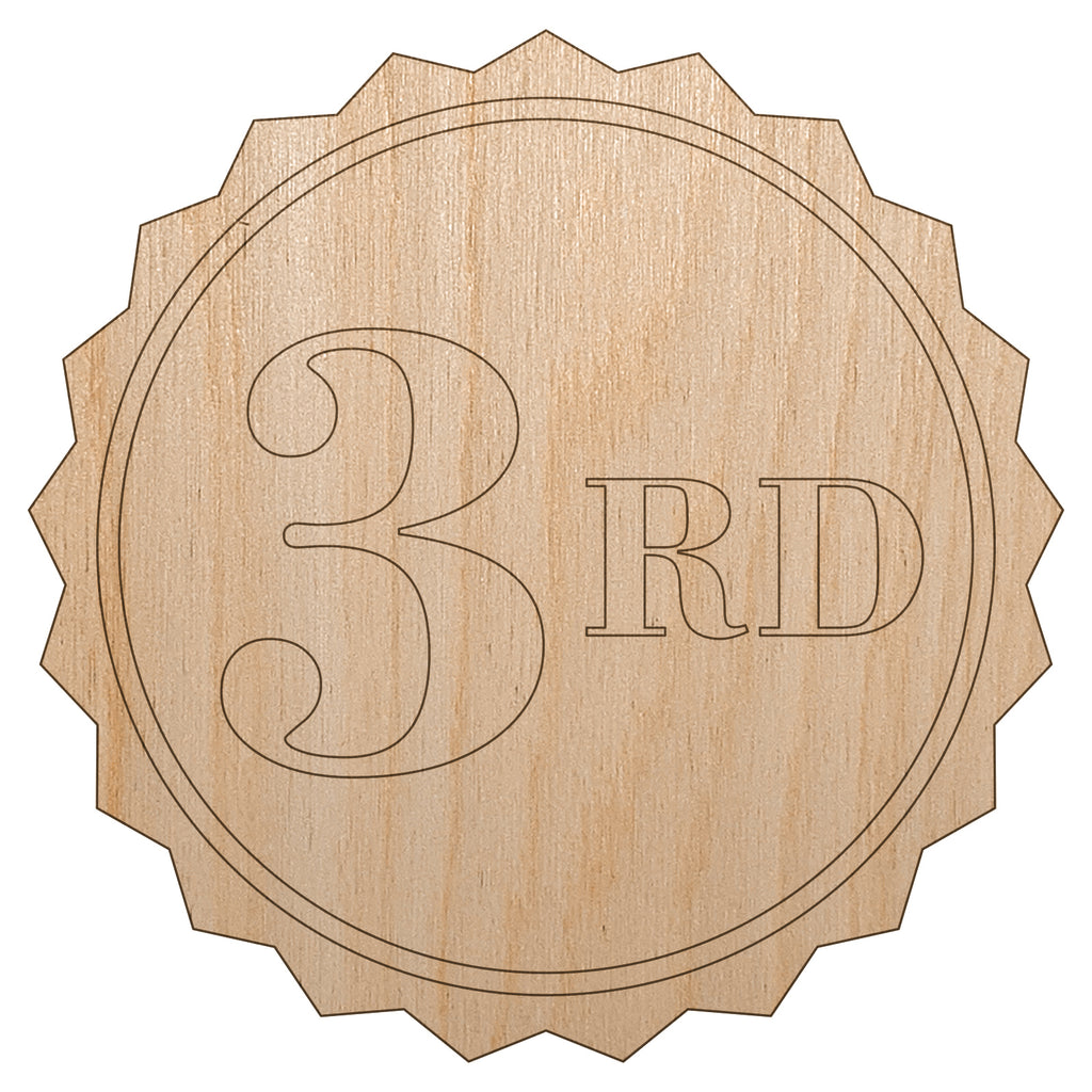 Third 3rd Place Circle Award Unfinished Wood Shape Piece Cutout for DIY Craft Projects