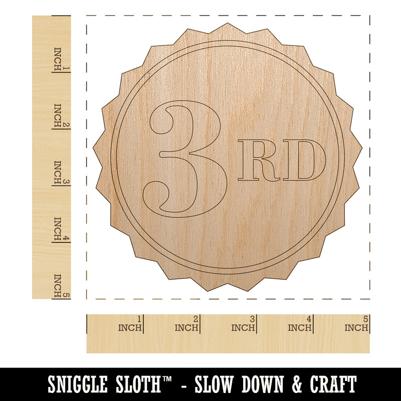 Third 3rd Place Circle Award Unfinished Wood Shape Piece Cutout for DIY Craft Projects