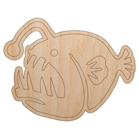 Toothy Angler Fish Unfinished Wood Shape Piece Cutout for DIY Craft Projects