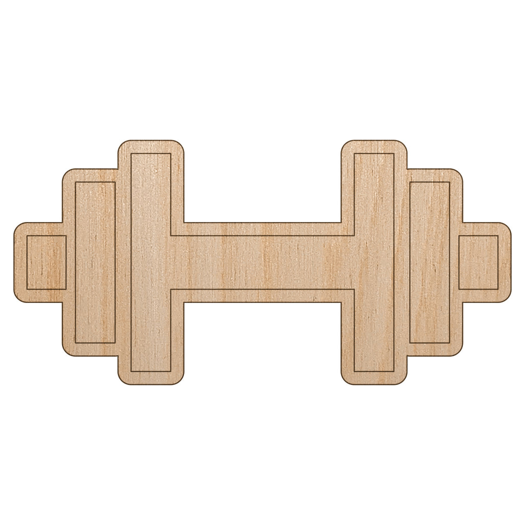 Weight Dumbbell Workout Icon Unfinished Wood Shape Piece Cutout for DIY Craft Projects