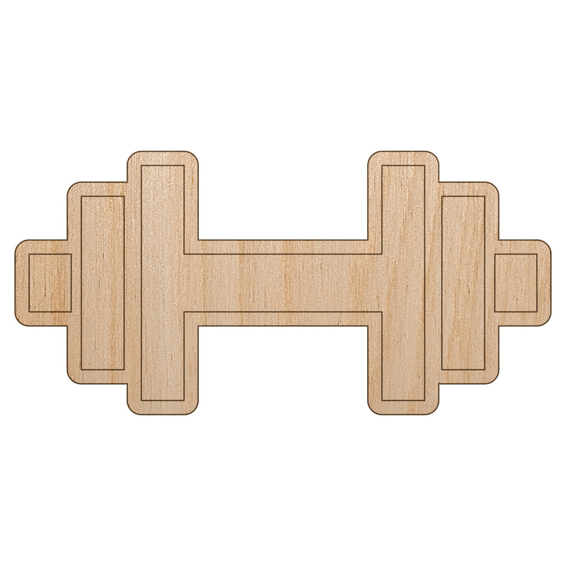 Weight Dumbbell Workout Icon Unfinished Wood Shape Piece Cutout for DIY Craft Projects