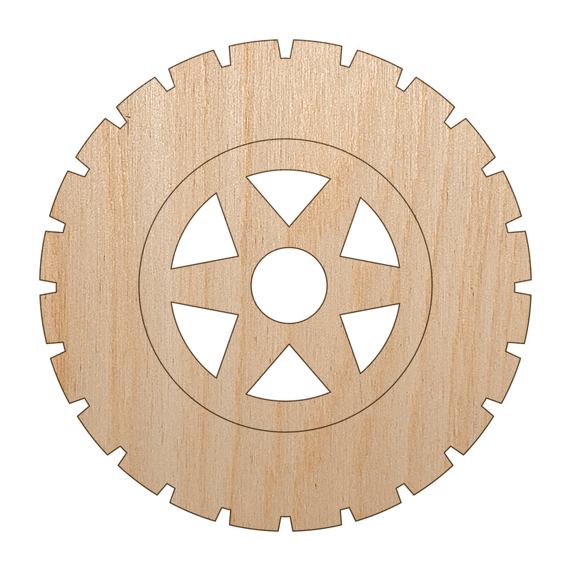 Wheel Tire Icon Unfinished Wood Shape Piece Cutout for DIY Craft Projects