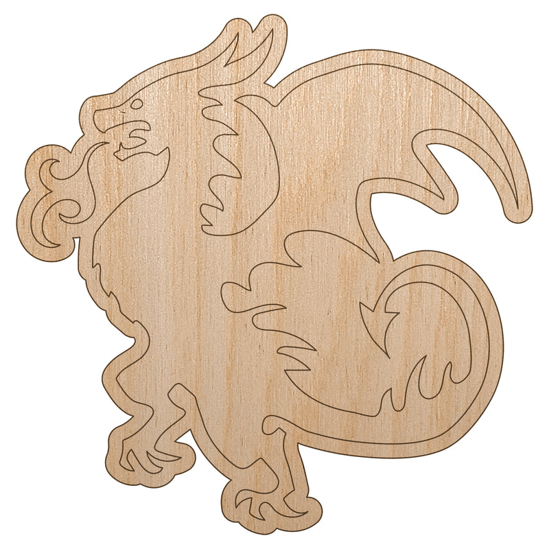 Wyvern Dragon Fantasy Silhouette Unfinished Wood Shape Piece Cutout for DIY Craft Projects