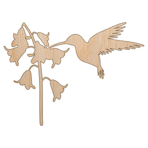 Hummingbird and Flower Unfinished Wood Shape Piece Cutout for DIY Craft Projects