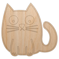 Wary Kitty Cat Unfinished Wood Shape Piece Cutout for DIY Craft Projects