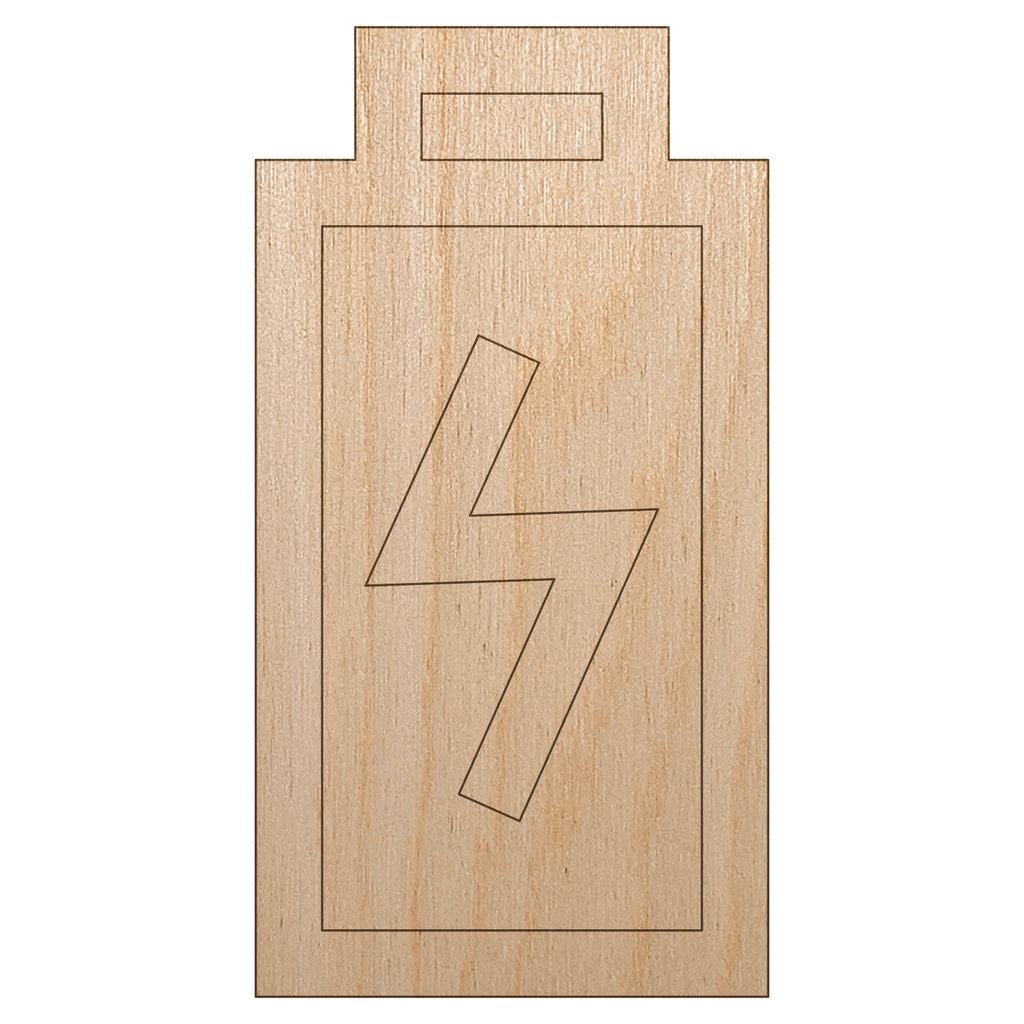 Battery Charging Symbol Doodle Unfinished Wood Shape Piece Cutout for DIY Craft Projects