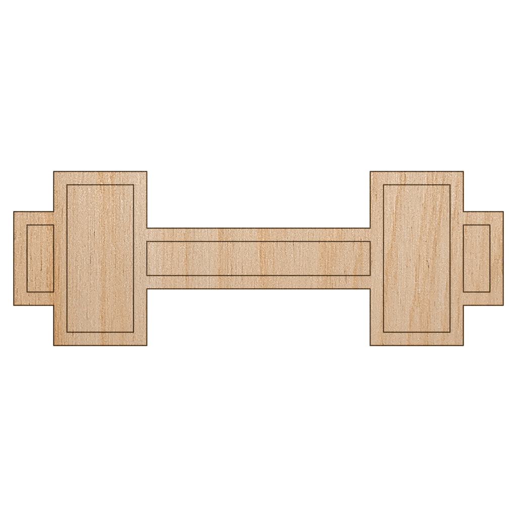 Dumbbell Barbell Weight Lifting Outline Unfinished Wood Shape Piece Cutout for DIY Craft Projects