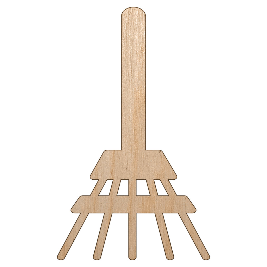 Garden Rake Unfinished Wood Shape Piece Cutout for DIY Craft Projects